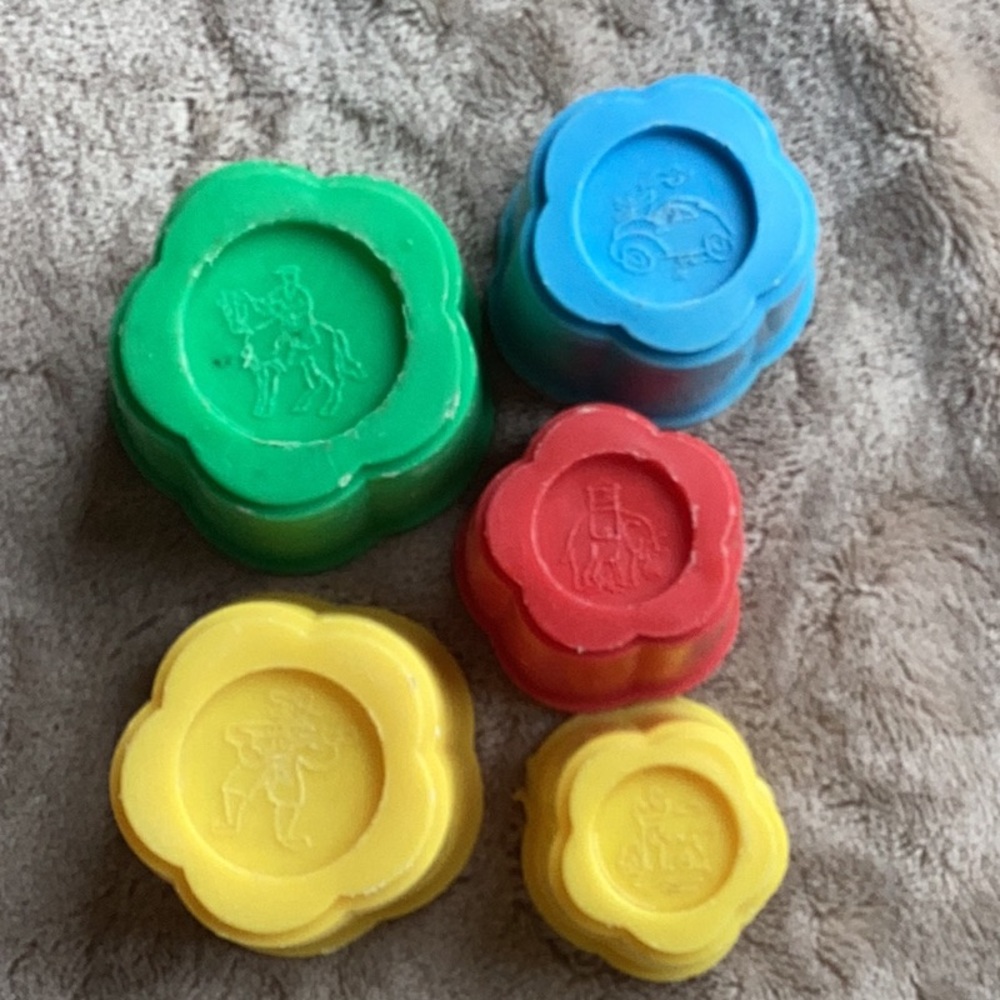 Vintage Hong Kong Plastic Children’s Stackable Educational Cups Set of 5